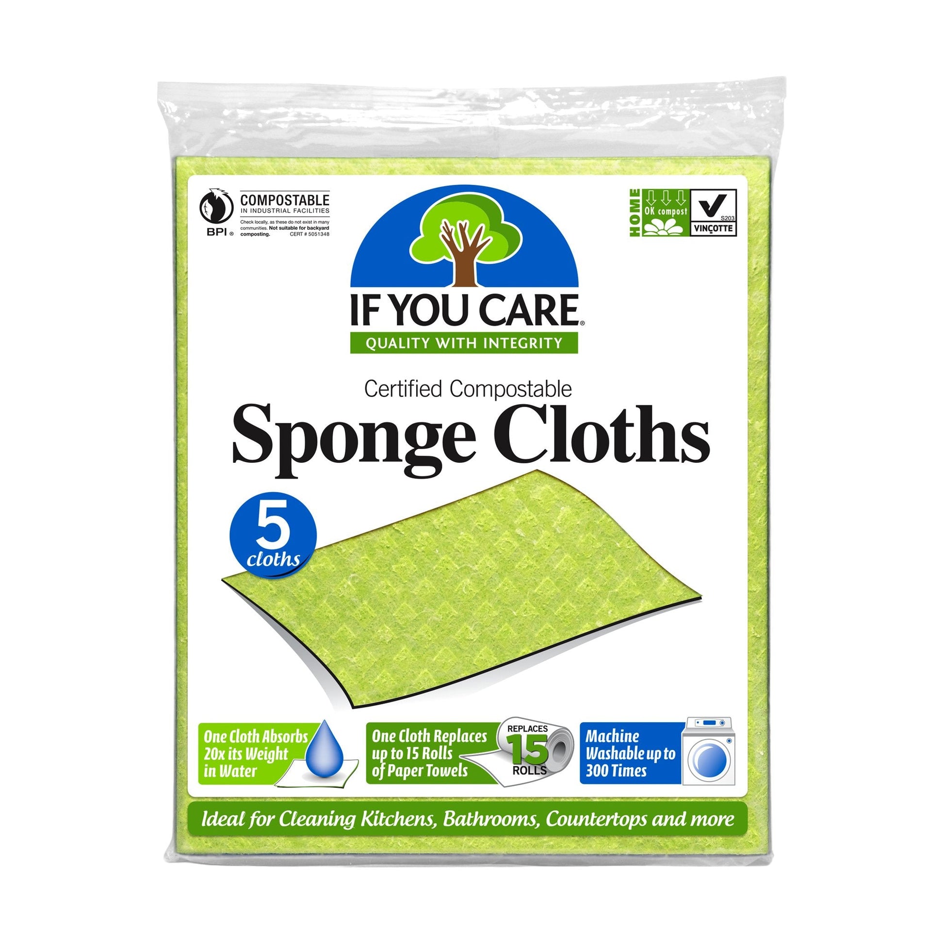 If You Care Sponge Cloths 5 Pack - Just Natural