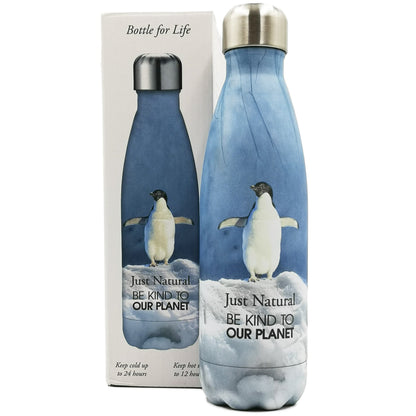 Just Natural Stainless Steel Drinks Bottle 500ml - Penguin - Just Natural