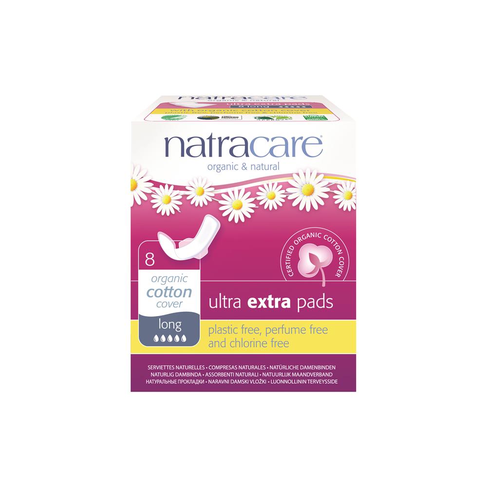 Natracare Ultra Extra Pads Long with wings 8's - Just Natural