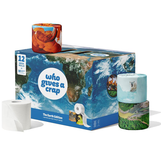 Who Gives a Crap Extra Soft Toilet Tissue 12 Mega Rolls (Earth Limited Edition) - Just Natural