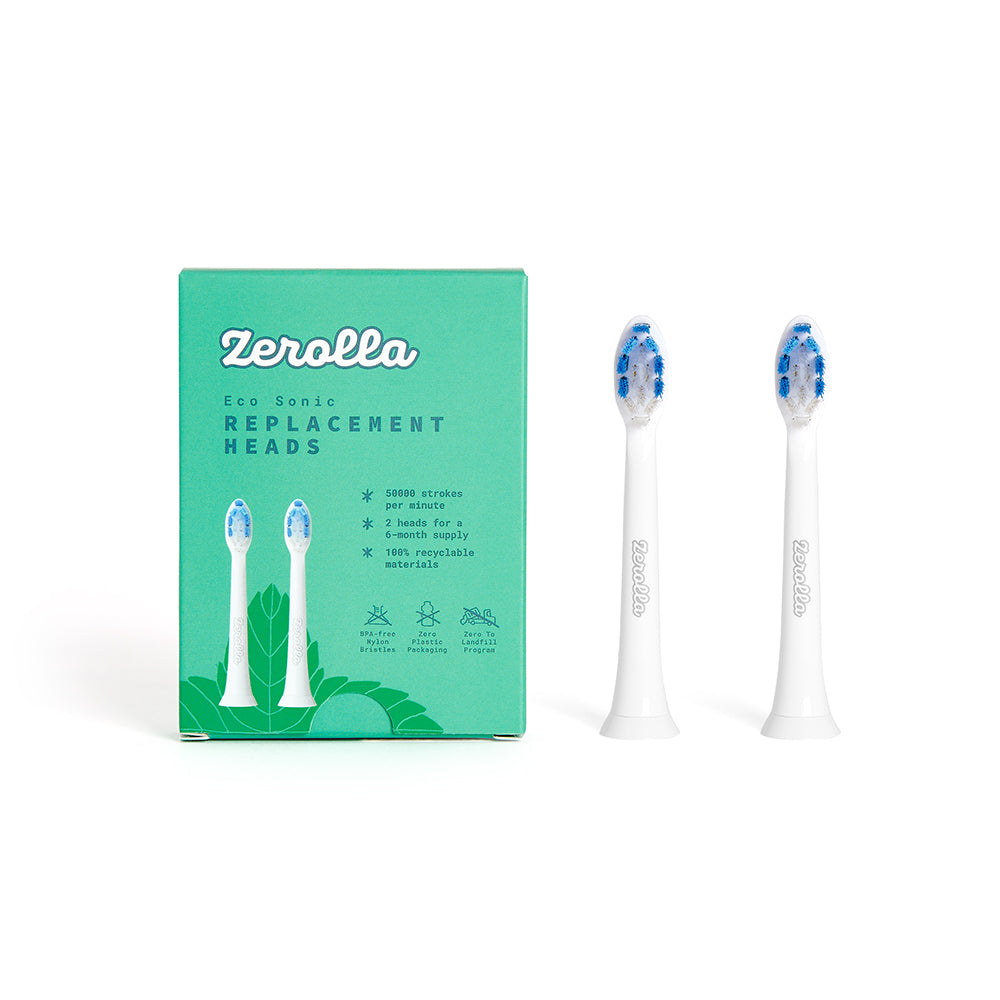 Eco Electric Sonic Toothbrush Pack of 2 - Replacement Heads - Just Natural