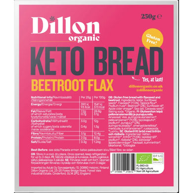 Dillon Organic Beetroot Flax Keto Bread 250g