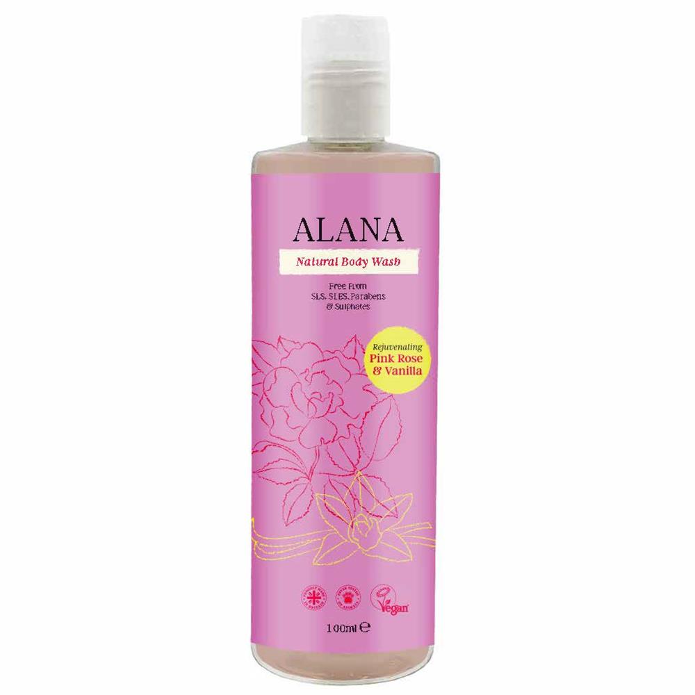 Rose & Vanilla Natural Body Wash 100ml Travel Bottle - Just Natural