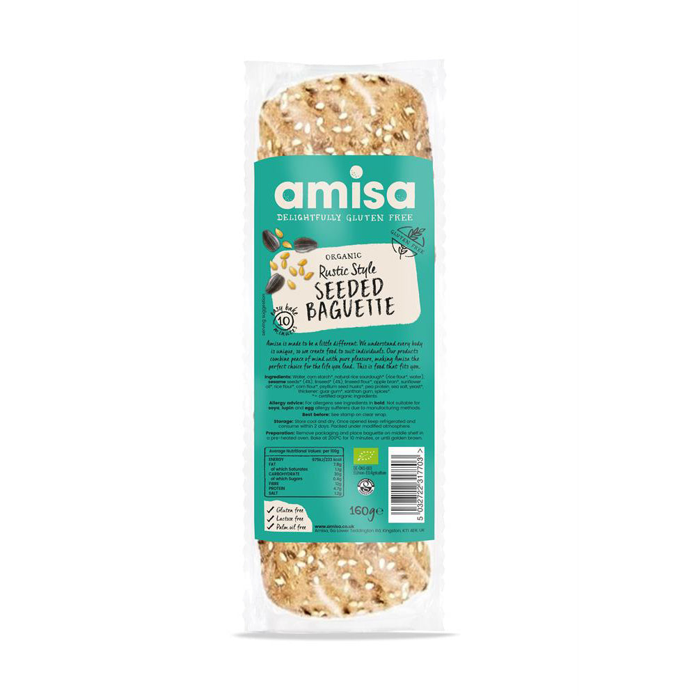 Organic Gluten Free Rustic Style Seeded Baguette 160g - Just Natural