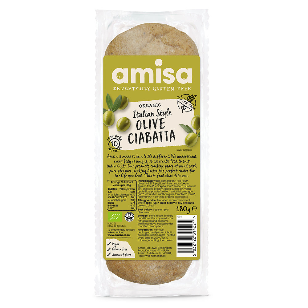 Organic Olive Ciabatta Gluten Free 180g - Just Natural