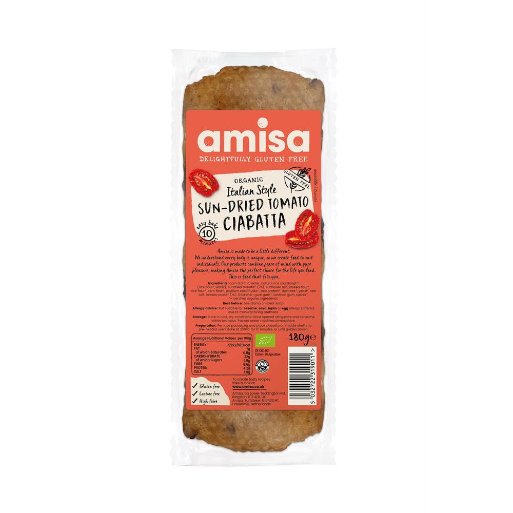 Organic Sun Tomato Ciabatta 180g - Just Natural