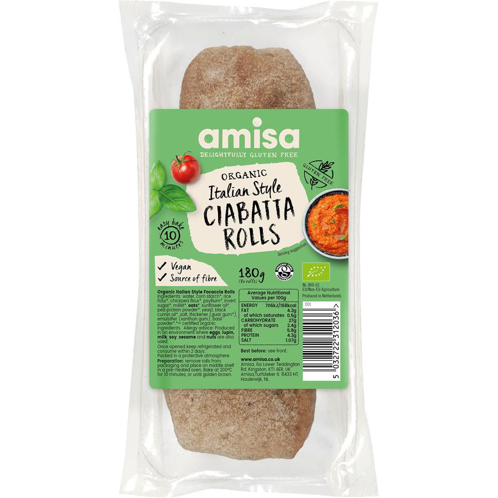 Organic White Ciabatta Rolls - 180g - Just Natural