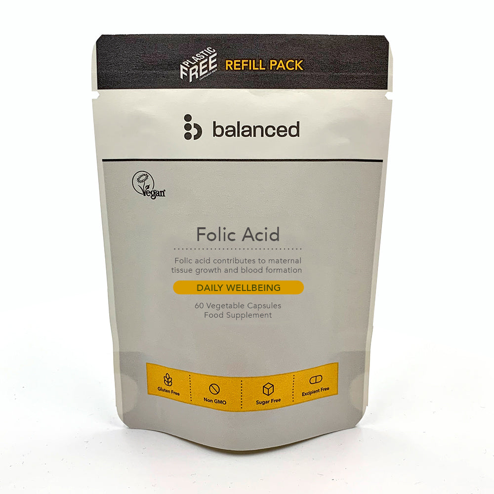 Folic Acid 60 Veggie Caps - Refill Pouch - Just Natural