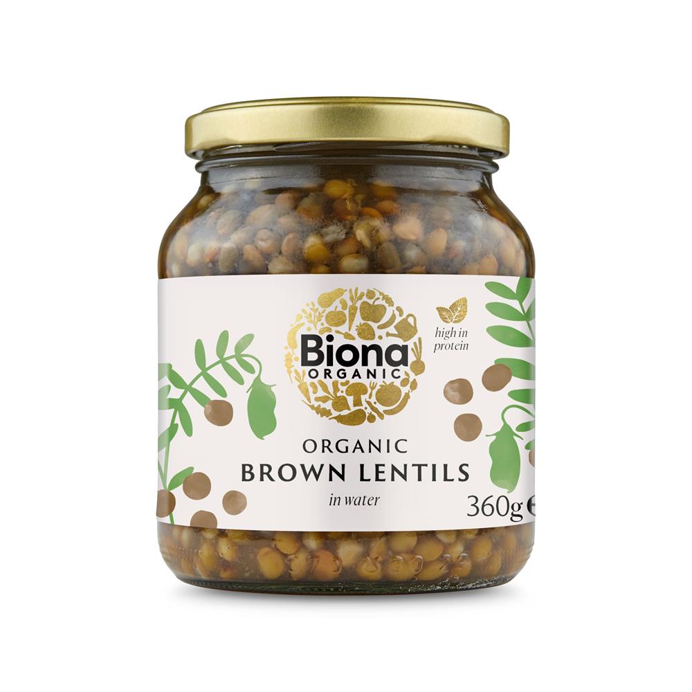 Organic Brown Lentils Demeter in a Glass Jar 360g - Just Natural