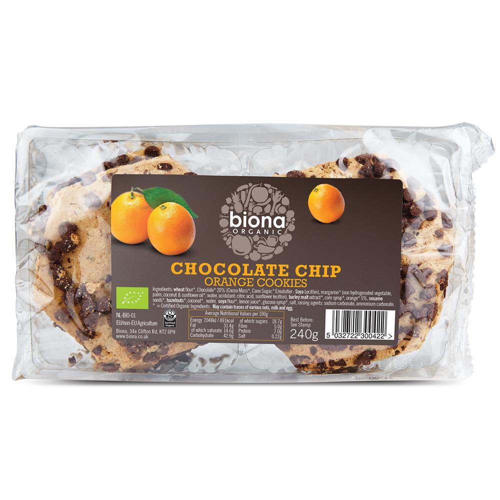 Organic Chocolate Chip & Orange Cookies 240g - Just Natural