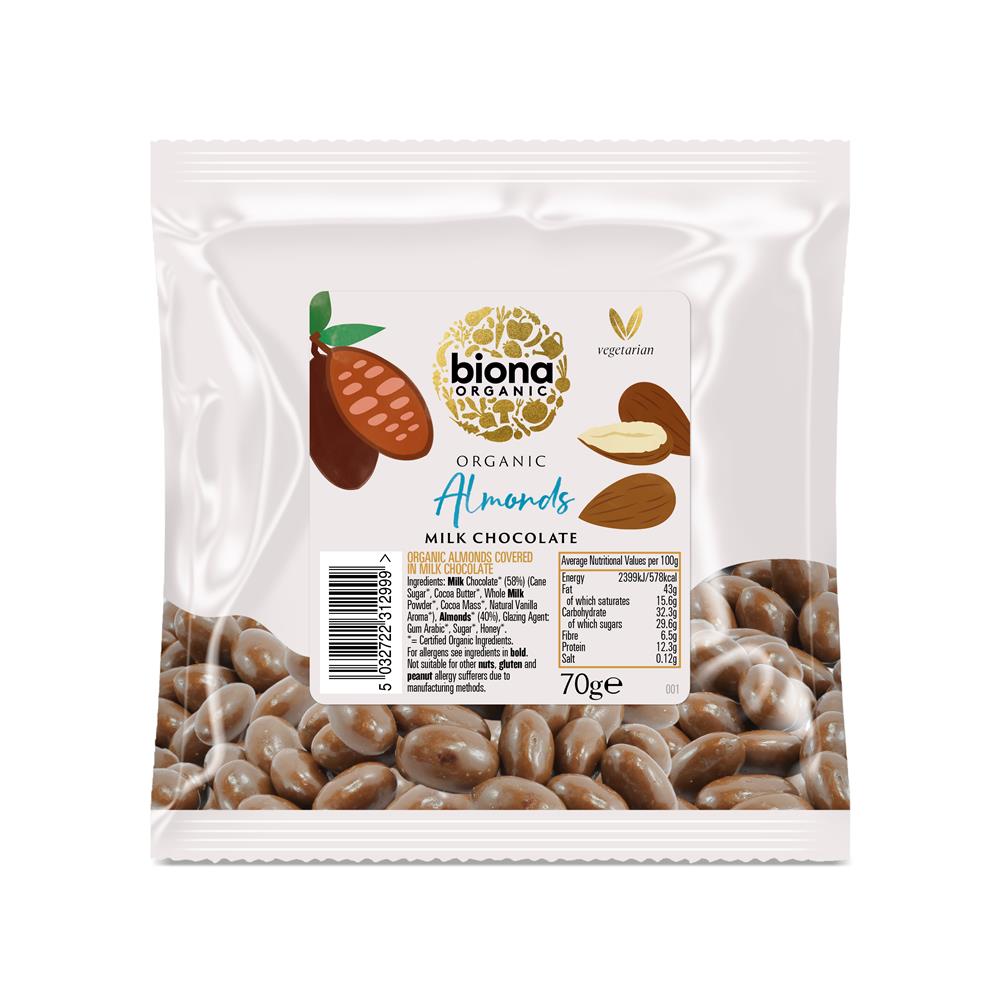 Organic Milk Chocolate covered Almonds 70g - Just Natural