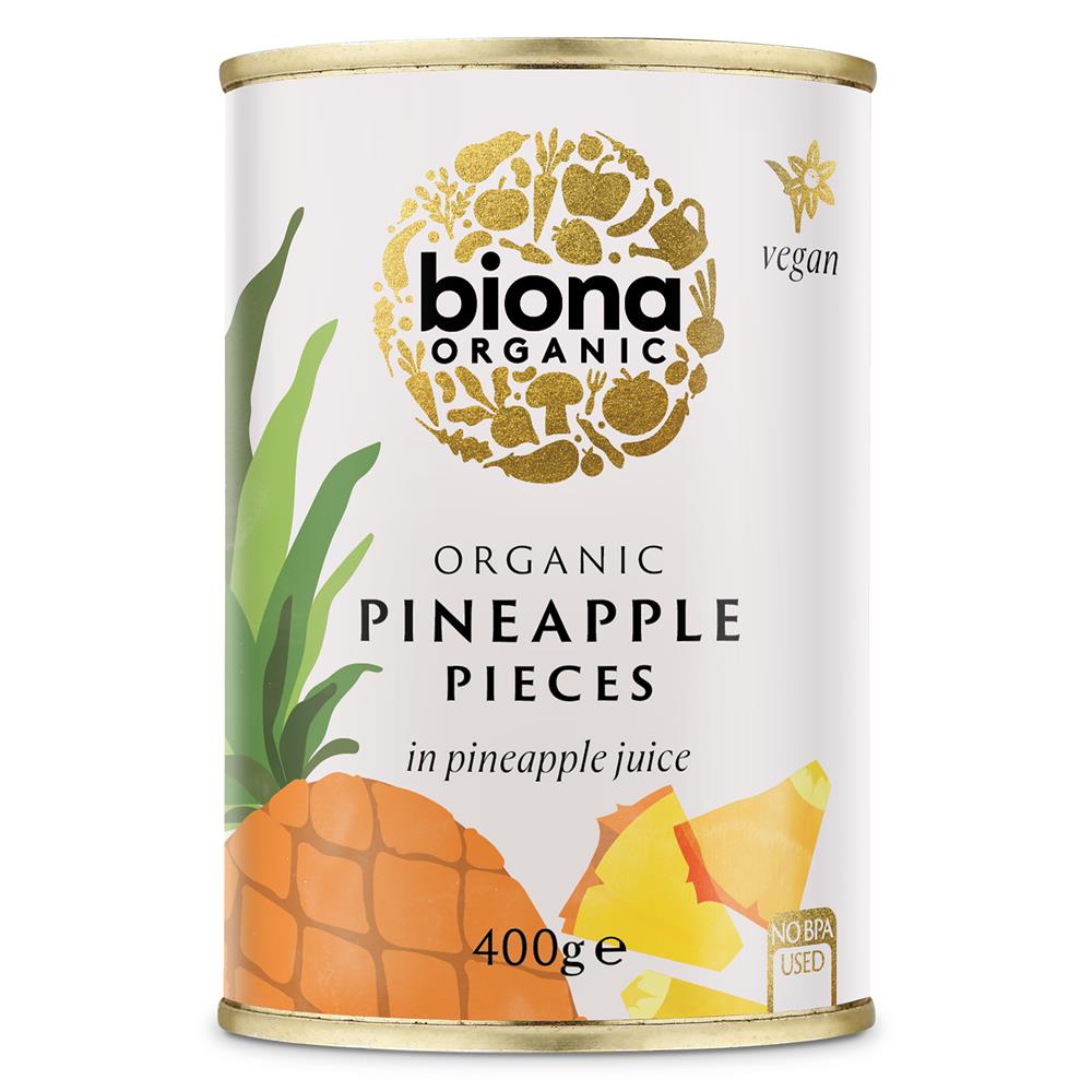 Organic Pineapple Pieces in Pineapple Juice 400g - Just Natural
