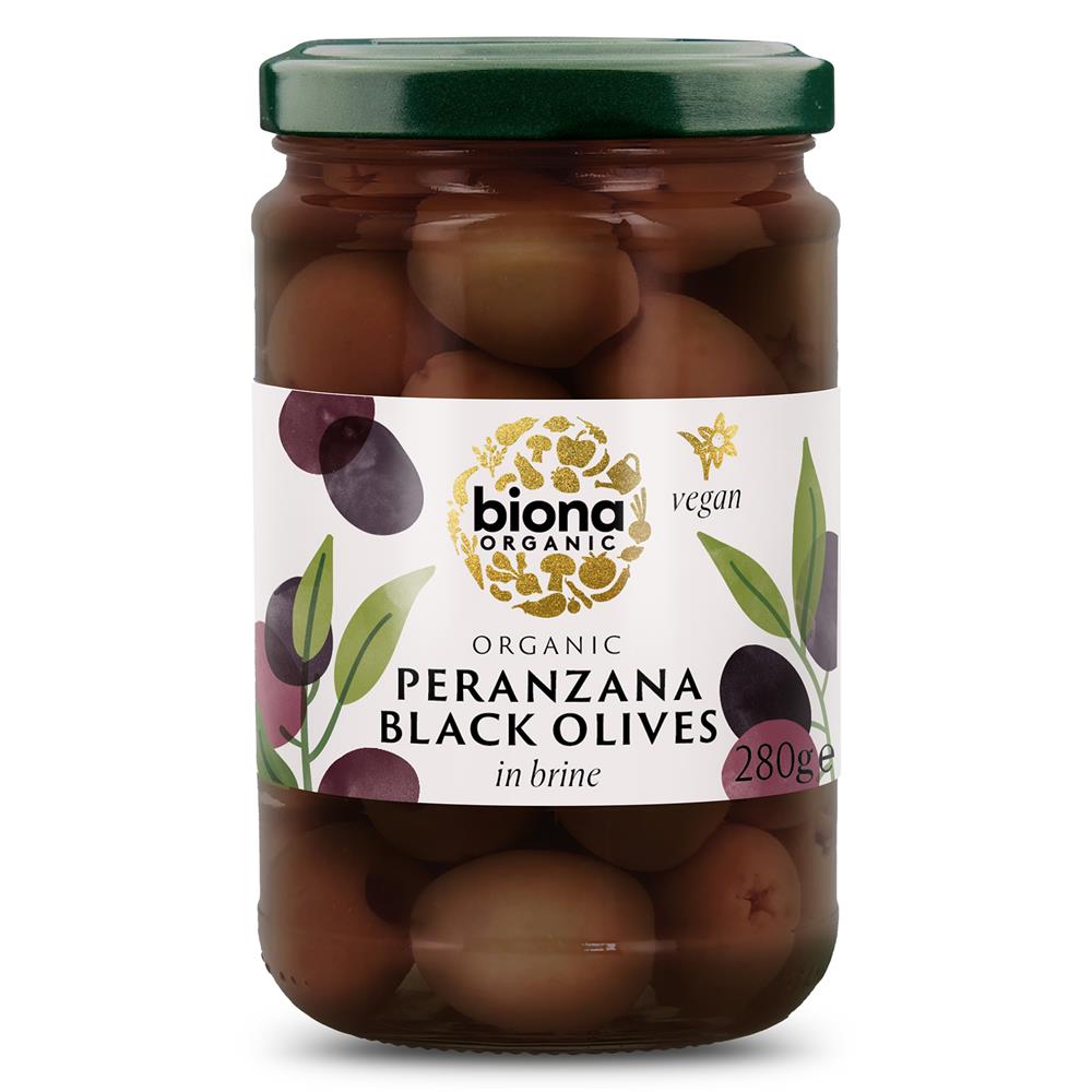 Peranzana Black Olives in Brine Organic 280g - Just Natural