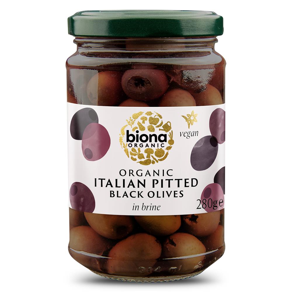 Pitted Black Olives in Brine Organic 280g - Just Natural