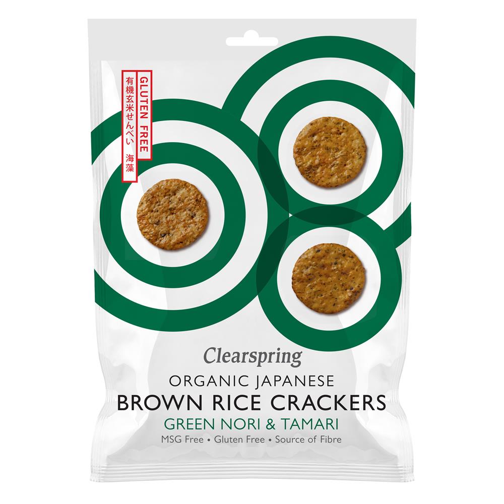 Organic Japanese Brown Rice Crackers - Green Nori & Tamari - Just Natural