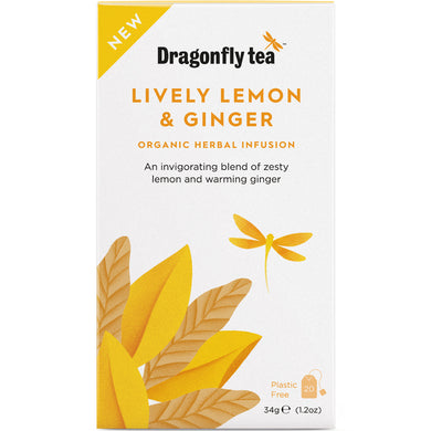 Dragonfly Tea Lively Lemon & Ginger Organic Herbal Tea 20 Bag
