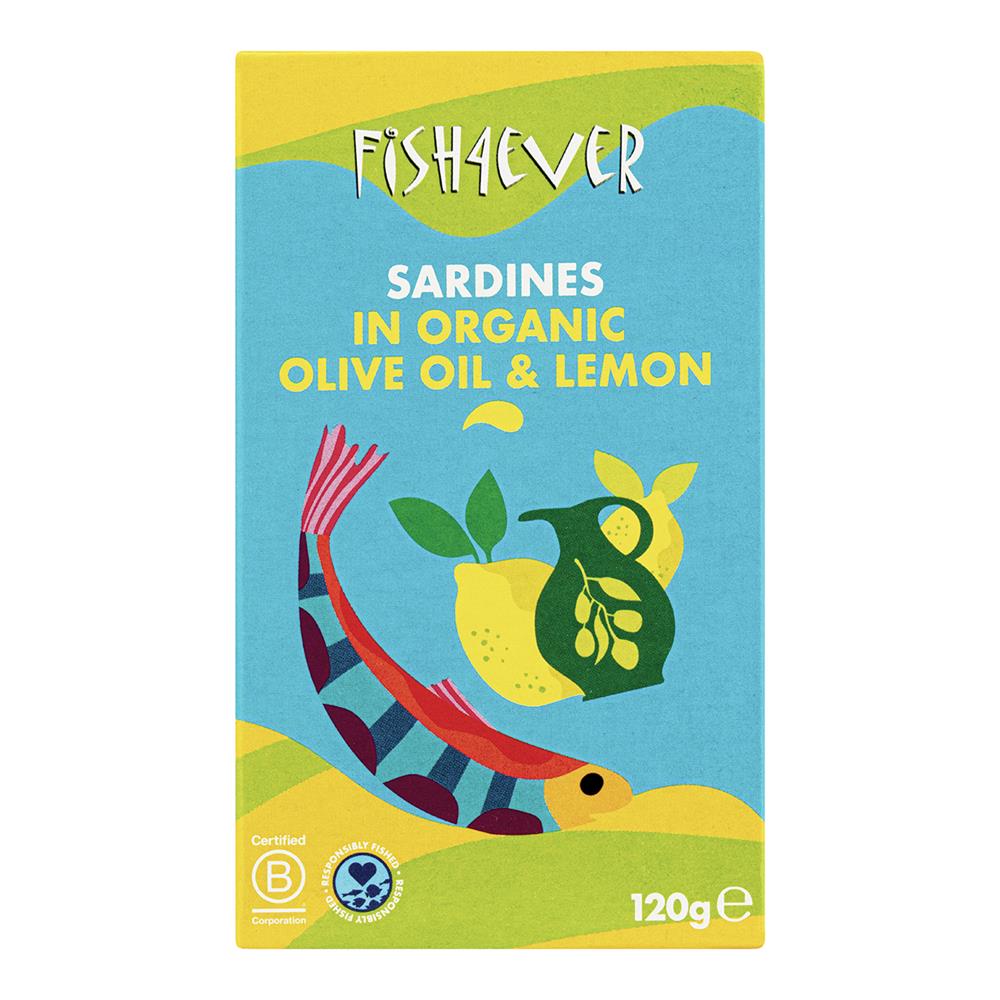 Fish4Ever Whole Sardines in Organic Oil and Lemon 120g