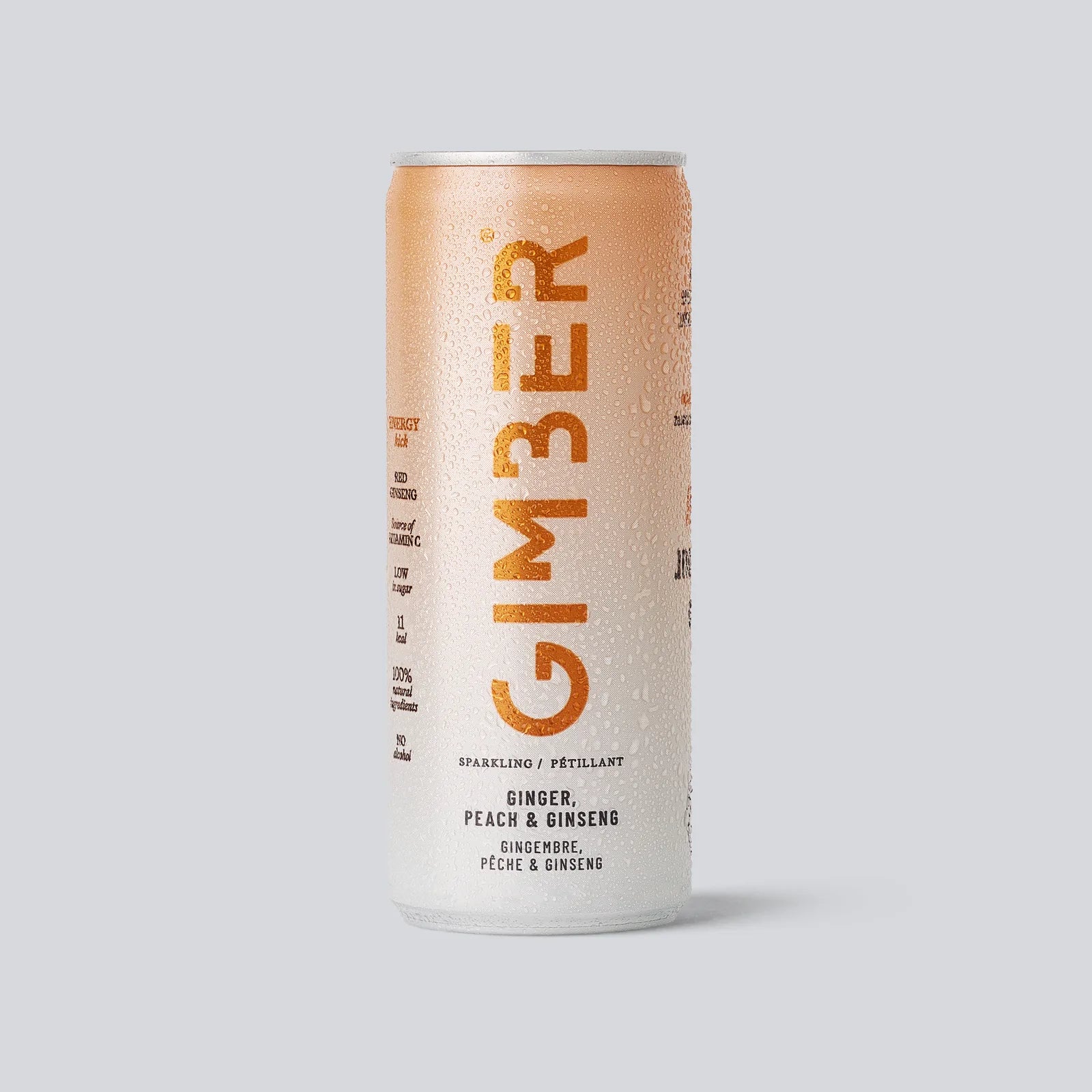 Gimber Organic Energy Ginger Sparkling RTD Can with Peach and Ginseng 250ml