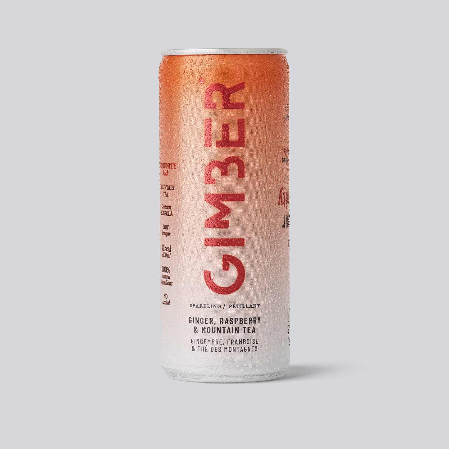 Organic Immunity Ginger Sparkling RTD Can with Raspberry and Mountain Tea 250ml - Just Natural