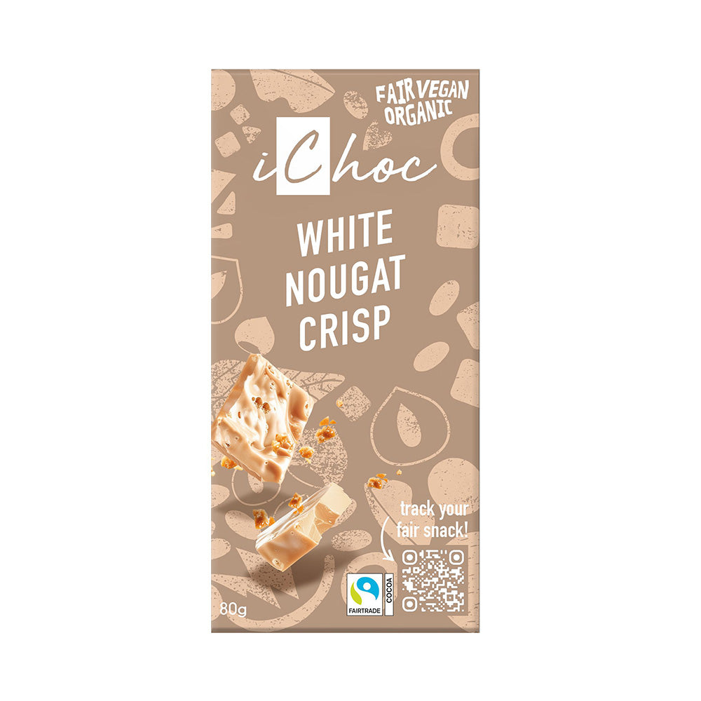 White Nougat Crisp Chocolate Vegan Organic 80g.