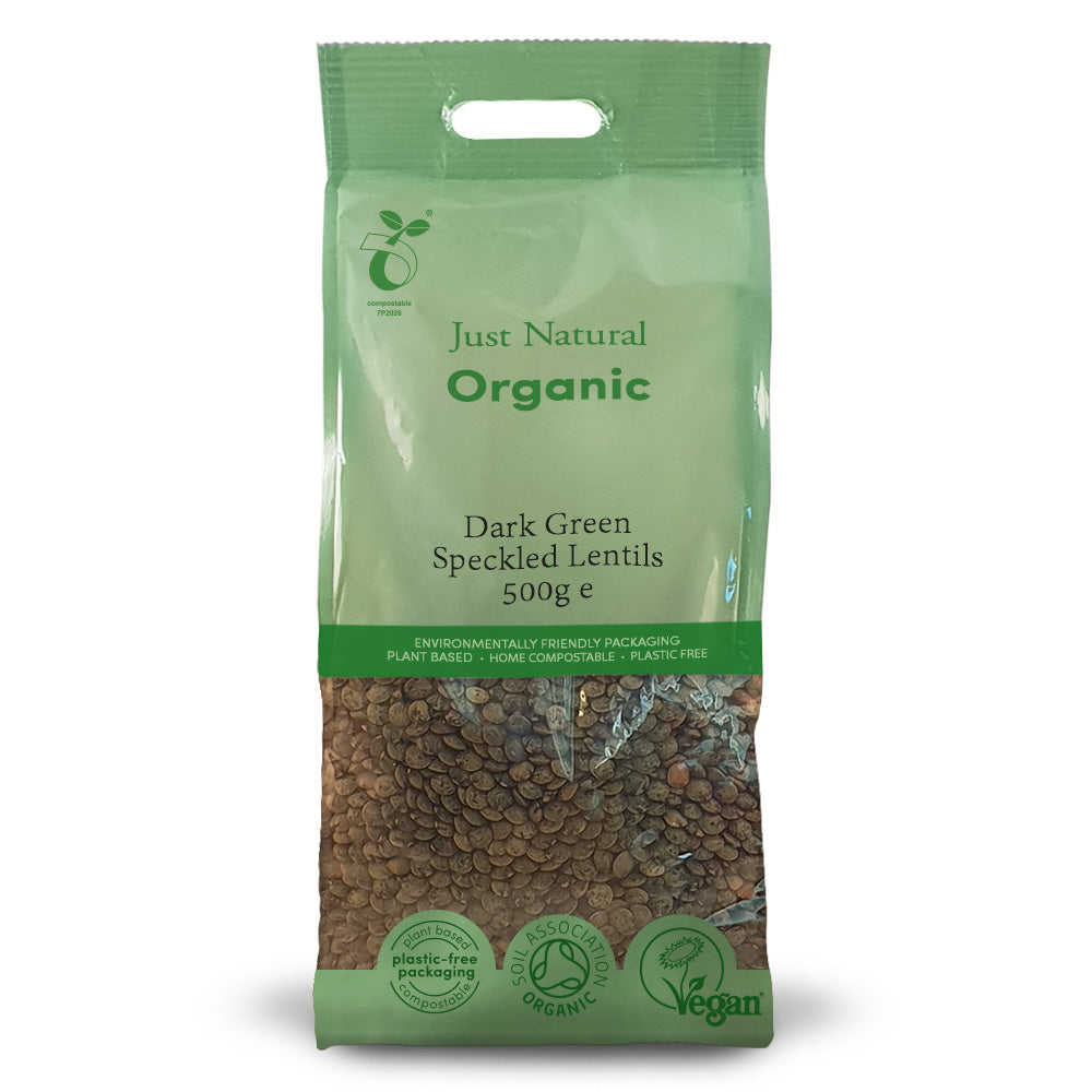 Organic Dark Green Speckled Lentils 500g - Just Natural