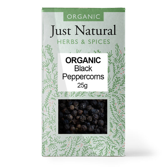 Organic Peppercorns Black 25g - Just Natural