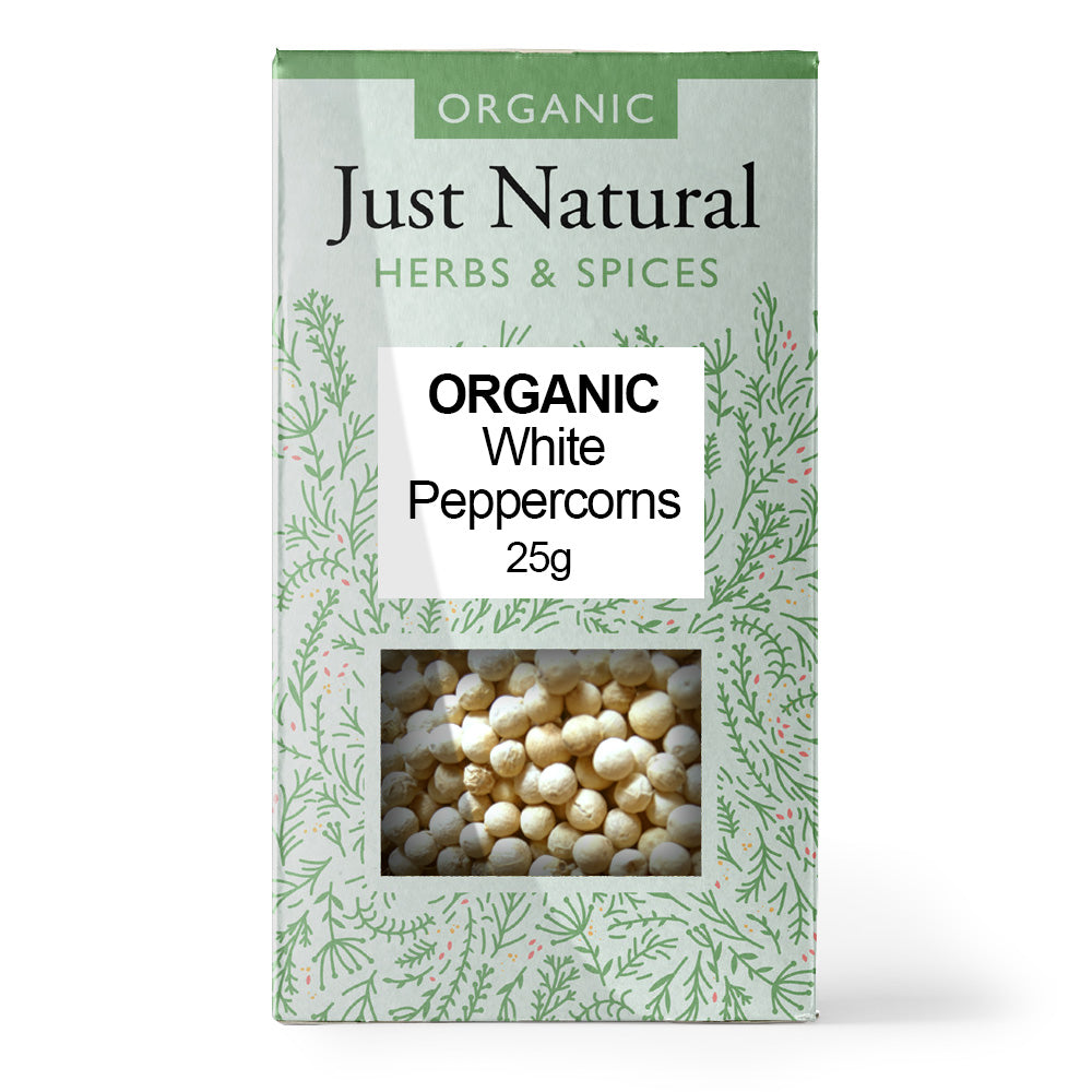 Organic Peppercorns White 25g - Just Natural