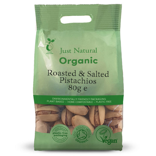 Organic Roasted and Salted Pistachios in Shell 80g - Just Natural