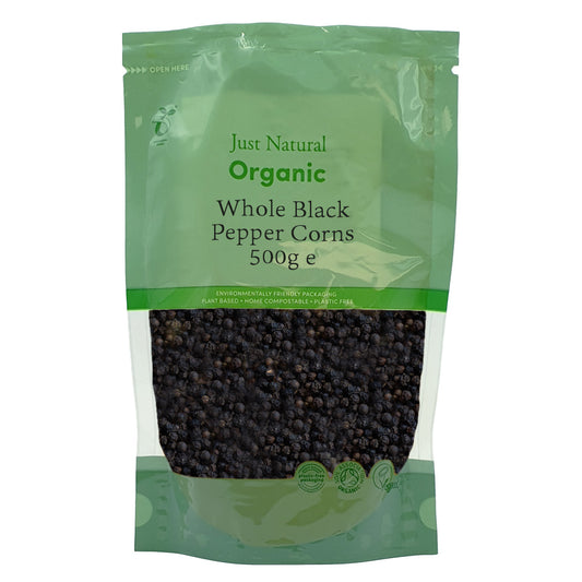 Organic Whole Black Pepper Corns 500g - Just Natural