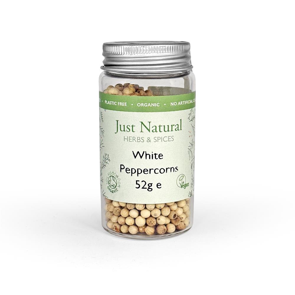 Peppercorns White (Glass Jar) 52g - Just Natural