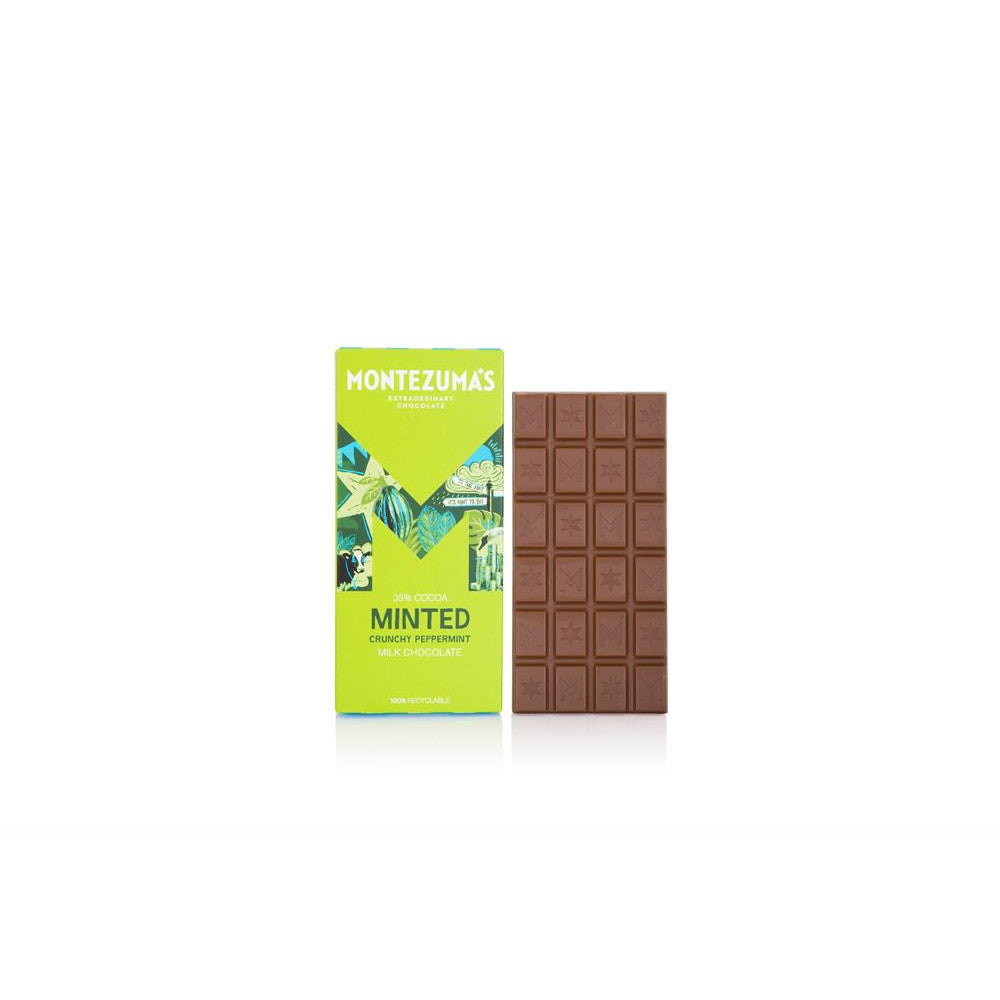 Montezumas Minted - Milk Chocolate with Crunchy Peppermint 90g Bar