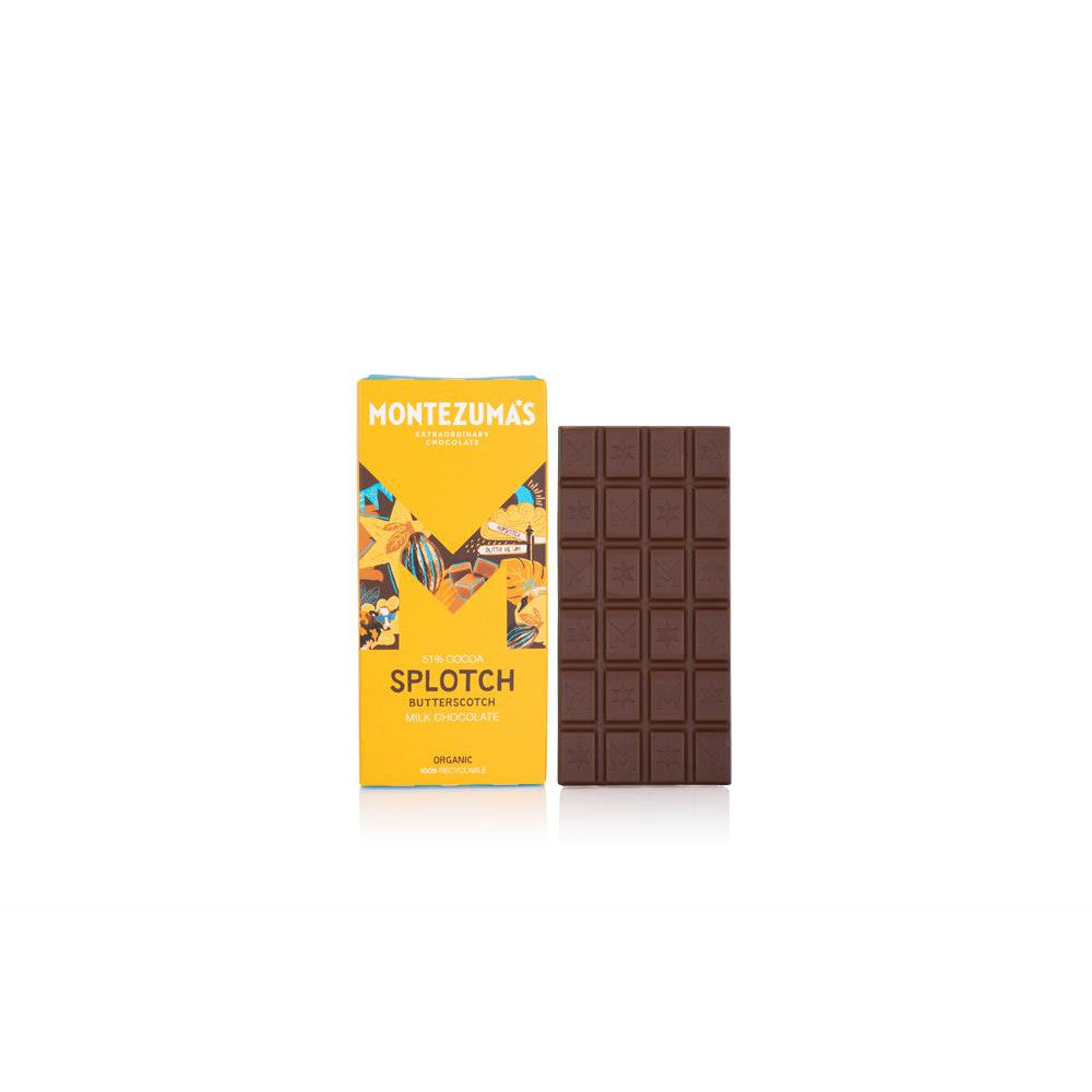 Montezumas Splotch Organic 54% Milk Chocolate with Butterscotch 90g