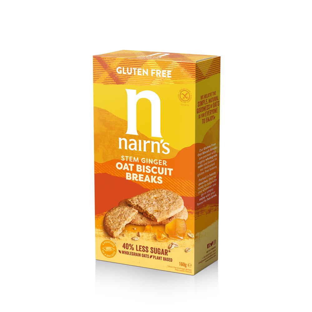 Gluten Free Oats & Stem Ginger Biscuit Breaks 160g - Just Natural