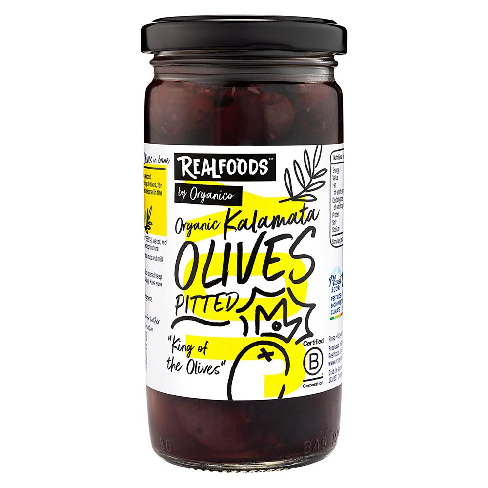 Organic Kalamata Olives Pitted in Brine 230g.