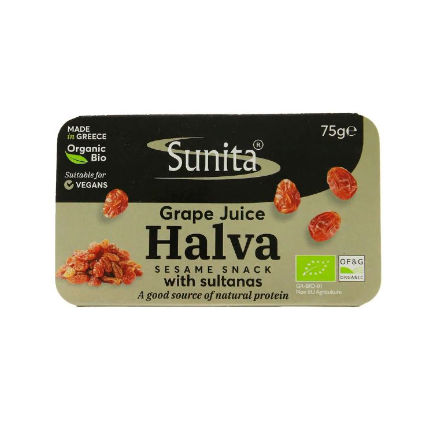 Organic Grape Juice Halva with Sultanas 75g - Just Natural