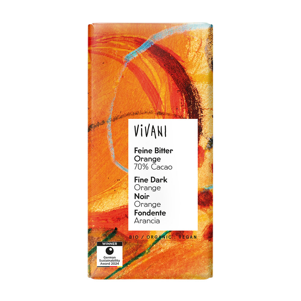 Dark Orange Chocolate 70% Vegan Organic 100g.