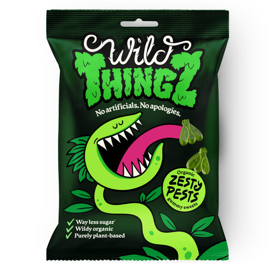 Wild Thingz Organic & Vegan Sweets Zesty Pests Gummy Sweets 130g.