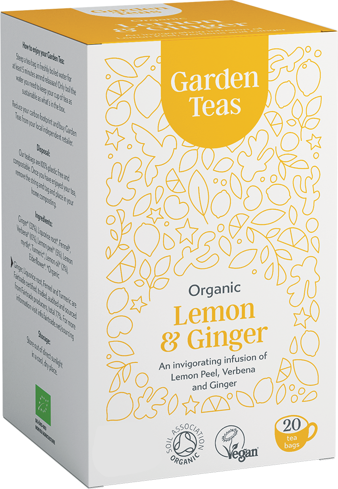 Garden Teas Organic Lemon & Ginger 20 Plastic Free Envelopes