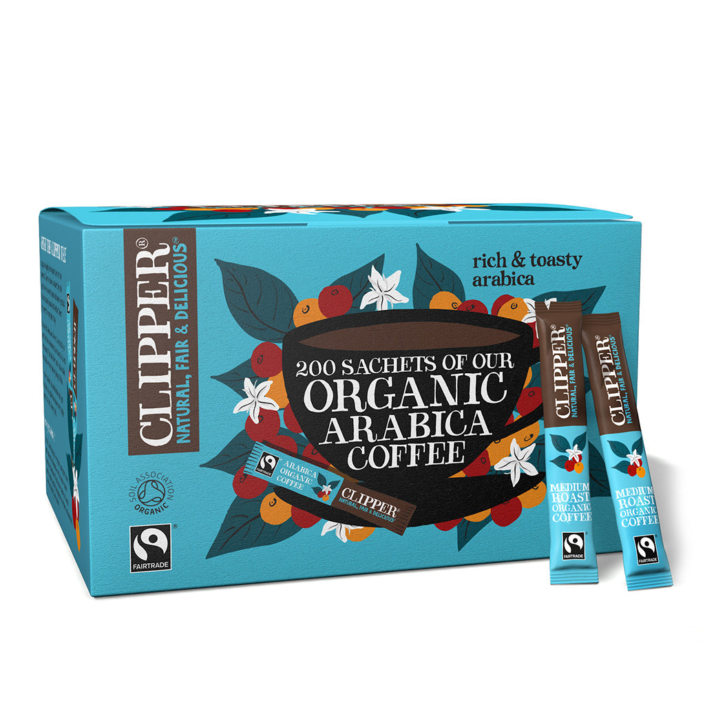 Fairtrade organic medium roast arabica coffee 200 sachets Just Natural
